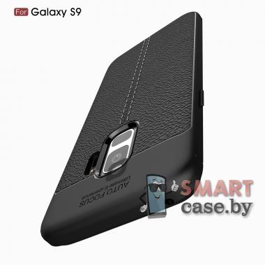 Силиконовый чехол Litchi Skin для Samsung Galaxy S9 (Чёрный)