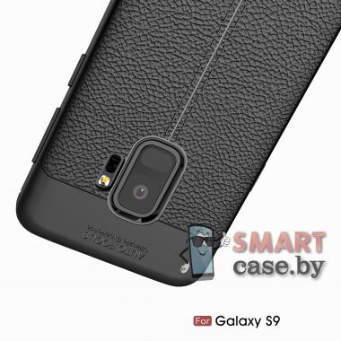 Силиконовый чехол Litchi Skin для Samsung Galaxy S9 (Чёрный)