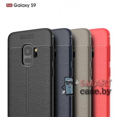 Силиконовый чехол Litchi Skin для Samsung Galaxy S9 (Чёрный)