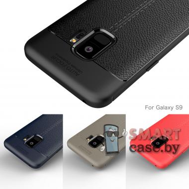 Силиконовый чехол Litchi Skin для Samsung Galaxy S9 (Чёрный)