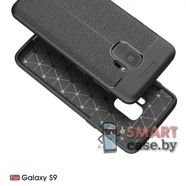 Силиконовый чехол Litchi Skin для Samsung Galaxy S9 (Чёрный)
