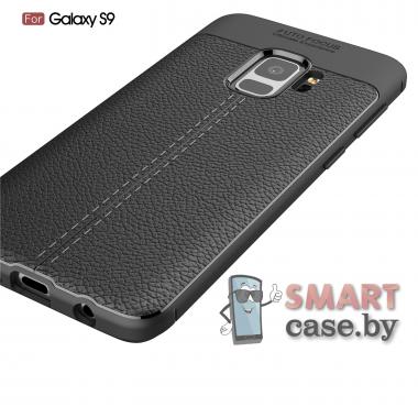 Силиконовый чехол Litchi Skin для Samsung Galaxy S9 (Чёрный)