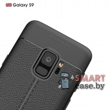Силиконовый чехол Litchi Skin для Samsung Galaxy S9 (Чёрный)