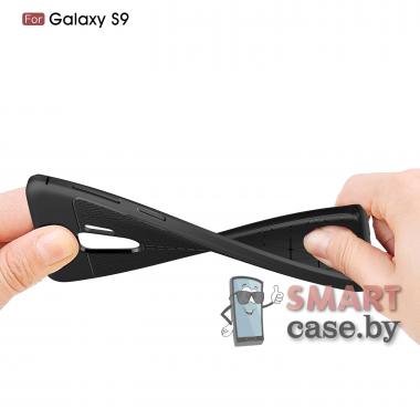 Силиконовый чехол Litchi Skin для Samsung Galaxy S9 (Чёрный)