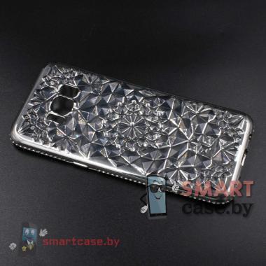 Силиконовый чехол для Samsung Galaxy S8 со стразами (серебро)