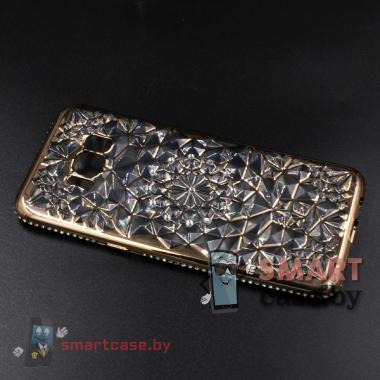Силиконовый чехол для Samsung Galaxy S8 со стразами (золотой)