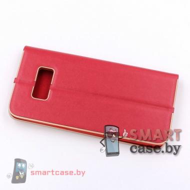 Чехол-книжка для Samsung Galaxy S8 PU-кожа (Красный с золотой каймой)