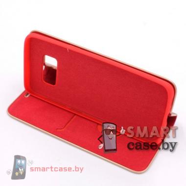 Чехол-книжка для Samsung Galaxy S8 PU-кожа (Красный с золотой каймой)
