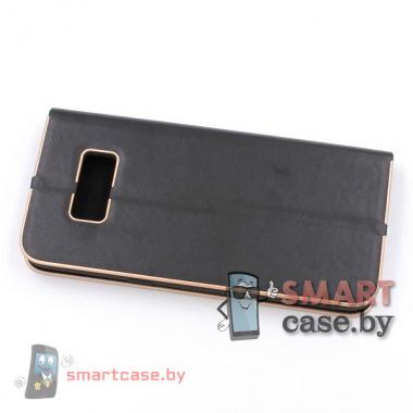 Чехол-книжка для Samsung Galaxy S8 PU-кожа (Чёрный с золотой каймой)