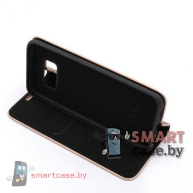 Чехол-книжка для Samsung Galaxy S8 PU-кожа (Чёрный с золотой каймой)