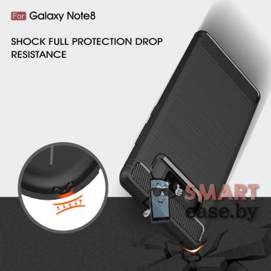 Силиконовый карбоновый чехол для Samsung Galaxy Note 8 (Чёрный)