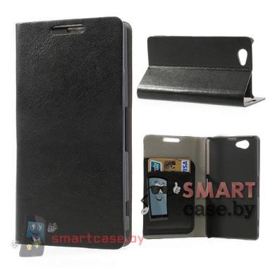 Чехол для Sony Xperia Z1 compact кожаный Crazy Horse (черный)