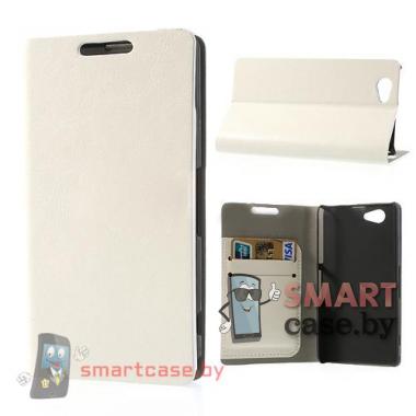 Чехол для Sony Xperia Z1 compact кожаный Crazy Horse (белый)