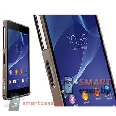 Бампер для Sony Xperia Z2 алюминиевый Love Mei (кофе)