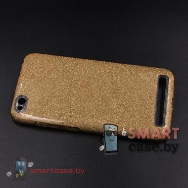 Чехол для Xiaomi Redmi 5A с блеском 3в1 (золотой)