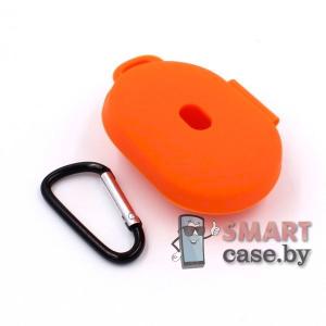 Силиконовый чехол для Xiaomi Mi AirDots с карабином (Оранжевый)