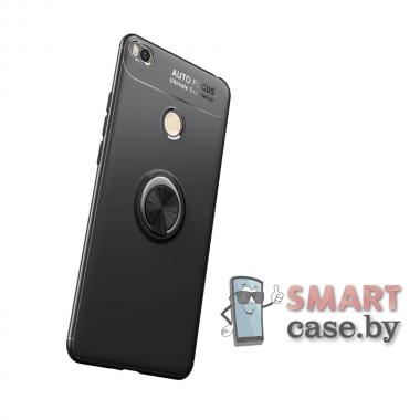 Силиконовый чехол + кольцо Ring Kickstand для Xiaomi Mi Max 2 (Чёрный)