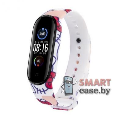 Ремешок для фитнес - браслета Mi Band 3/4 силиконовый (Китти)