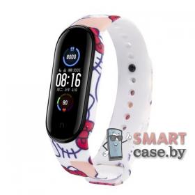 Ремешок для фитнес - браслета Mi Band 3/4 силиконовый (Китти)