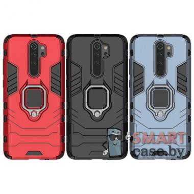 Противоударный чехол Kickstand для Xiaomi Redmi Note 8 Pro силикон+пластик (Чёрный)
