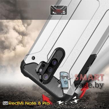 Противоударный гибридный чехол Armor для Xiaomi Redmi Note 8 Pro (Чёрный)