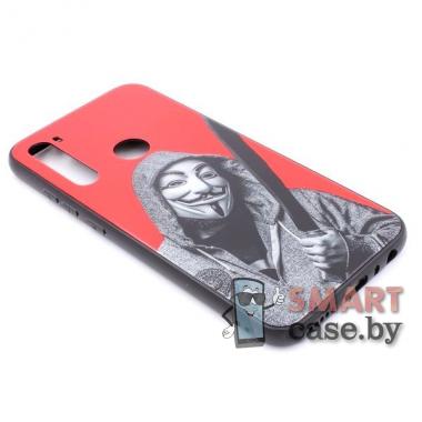 Силиконовый чехол со стеклянной крышкой для Xiaomi Redmi Note 8 (V-vendetta)