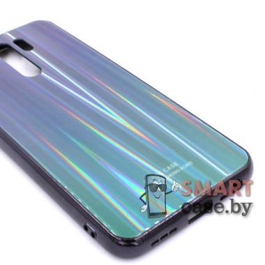 Чехол силикон+стекло Xiaomi Redmi 9 Glass Case (Зеленый градиент)
