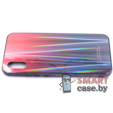 Чехол силикон+стекло Xiaomi Redmi 9A Glass Case (Красный градиент)