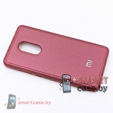 Силиконовый чехол для Xiaomi Redmi Note 4/4X кожаный (Бордо)