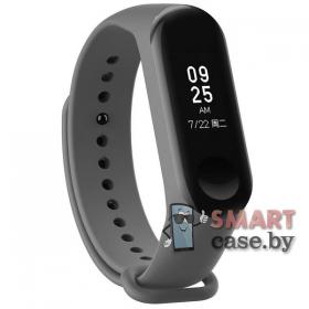 Ремешок для фитнес - браслета Mi Band 3/4 силиконовый (Тёмно-серый)
