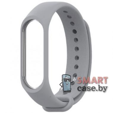 Ремешок для фитнес - браслета Mi Band 3/4 силиконовый (Светло-серый)