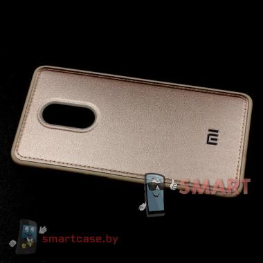 Силиконовый чехол для Xiaomi Redmi Note 4/4X кожаный (Золото)