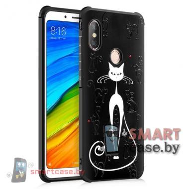 Силиконовый чехол для Xiaomi Redmi Note 5 Pro противоударный (Кошка)