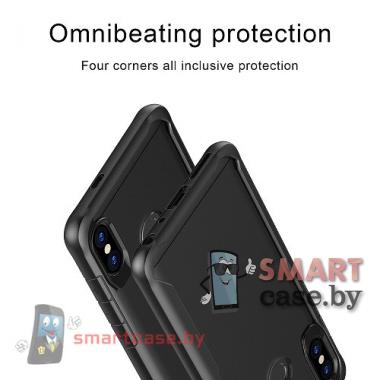 Противоударный чехол для Xiaomi Redmi Note 5 Pro силикон + оргстекло (черный)