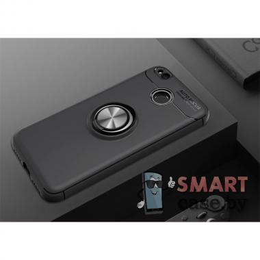 Силиконовый чехол + кольцо + магнит Ring Kickstand для Xiaomi Redmi 4X (Чёрный)
