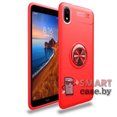Силиконовый противоударный чехол + кольцо для Xiaomi Redmi 7A (Красный)