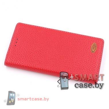 Кожаный чехол-книжка для Xiaomi Redmi 4X (красный)