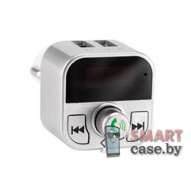 ФМ модулятор CarB5 Bluetooth + громкая связь (Белый-серебро)