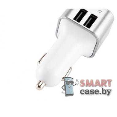 ФМ модулятор CarB5 Bluetooth + громкая связь (Белый-серебро)