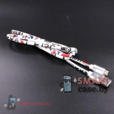 Кабель Type C - USB для зарядки и синхронизации 100см (цветная кожа)