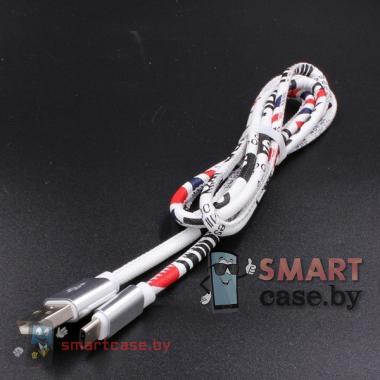 Кабель Type C - USB для зарядки и синхронизации 100см (цветная кожа)