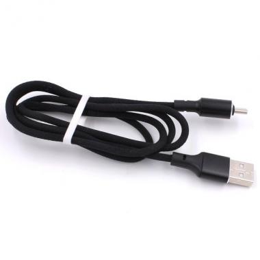 Дата-кабель USB - Type C Profit QY-16 в нейлоновой оплётке 100 см, 2.4А (чёрный)