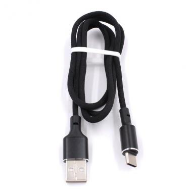 Дата-кабель USB - Type C Profit QY-16 в нейлоновой оплётке 100 см, 2.4А (чёрный)