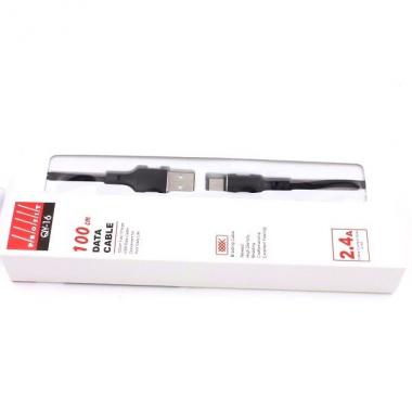 Дата-кабель USB - Type C Profit QY-16 в нейлоновой оплётке 100 см, 2.4А (чёрный)