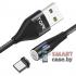 Магнитный дата-кабель USB - Type C Profit 2.4A, 1m плетённый (чёрный)