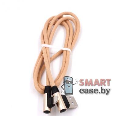Кабель Apple Lighting - USB Mobi ML1 угловой, тканевый, 2.0 А, 100 см (песочный)
