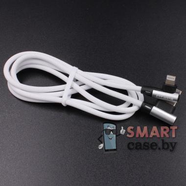 Кабель Apple Lighting - USB Mobi ML1 угловой, тканевый, 2.0 А, 100 см (белый)